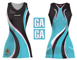 Customized Mentallic Sublimated Netball Uniforms Design