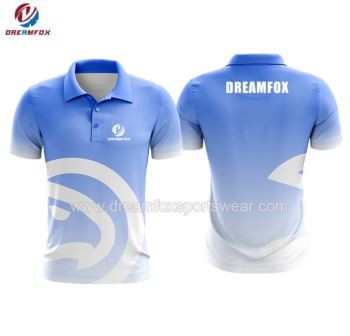 OEM sublimated Kids Blue And White Polo Shirt